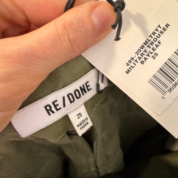 RE/DONE Military Cargo Trouser Pants in Bayleaf Green Size 25 NWT - Picture 10 of 11